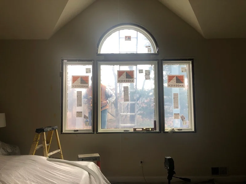 Interior picture of a custom Andersen 400 Series casement window installation 